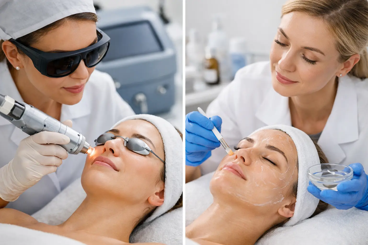 Dermatología láser versus peeling químico