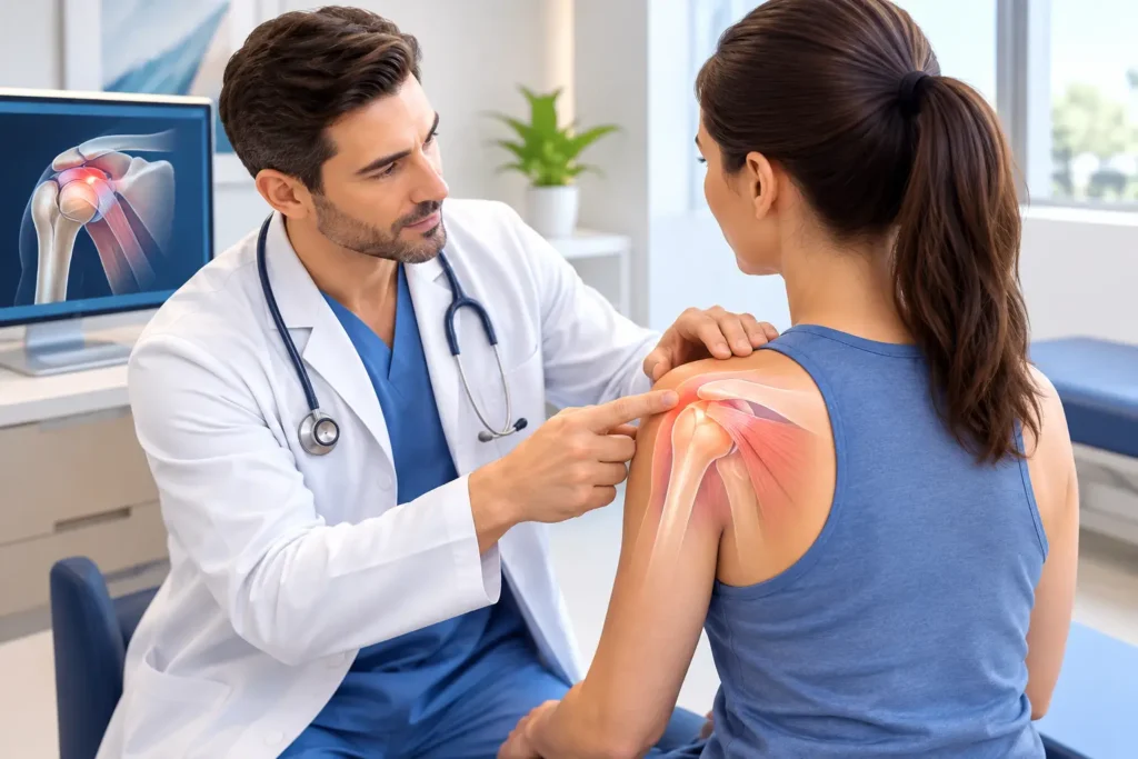 Caso de bursitis de hombro y cuándo consultar